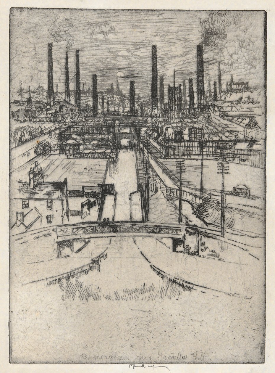Birmingham fra Granlley Hill av Joseph Pennell