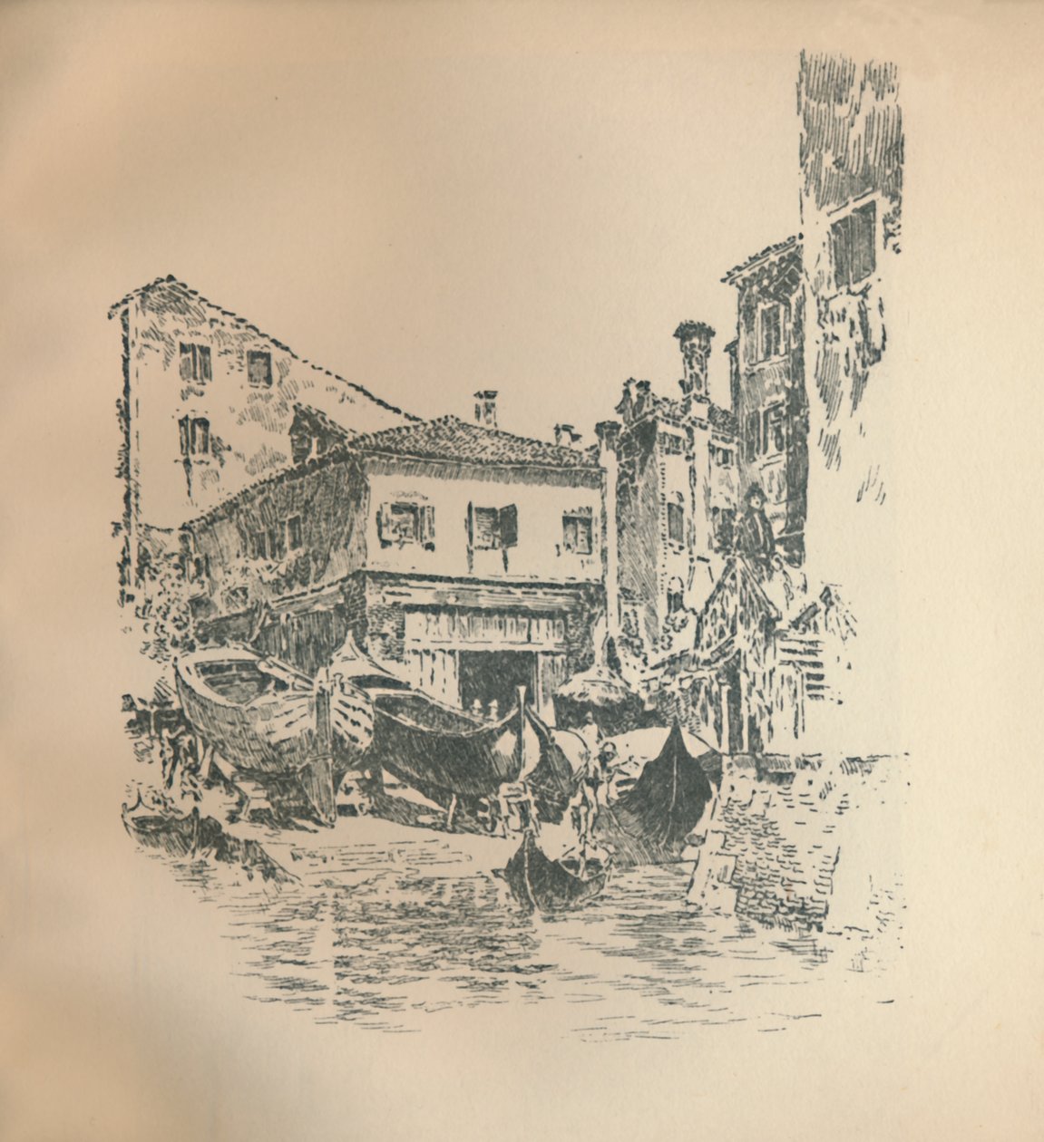 Båtbygging, Venezia, 1905, 1925. av Joseph Pennell