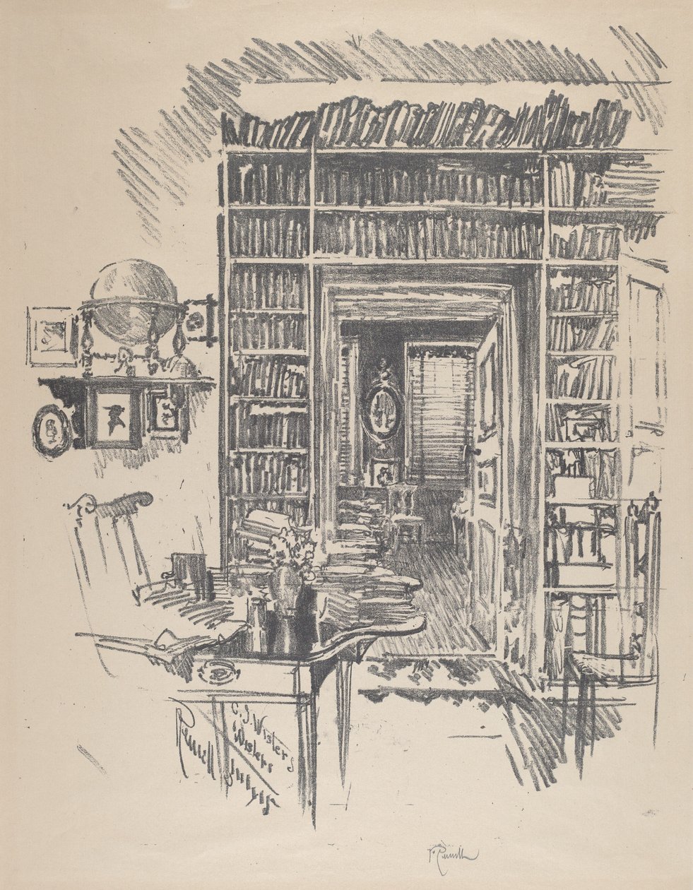 Bok-rom hos Dr. Wister av Joseph Pennell