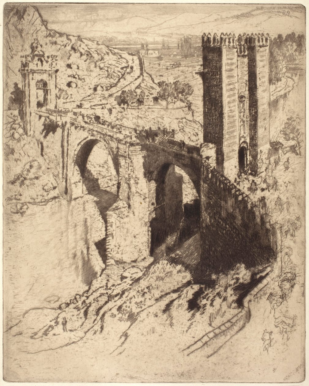 Broen i Alcántara av Joseph Pennell