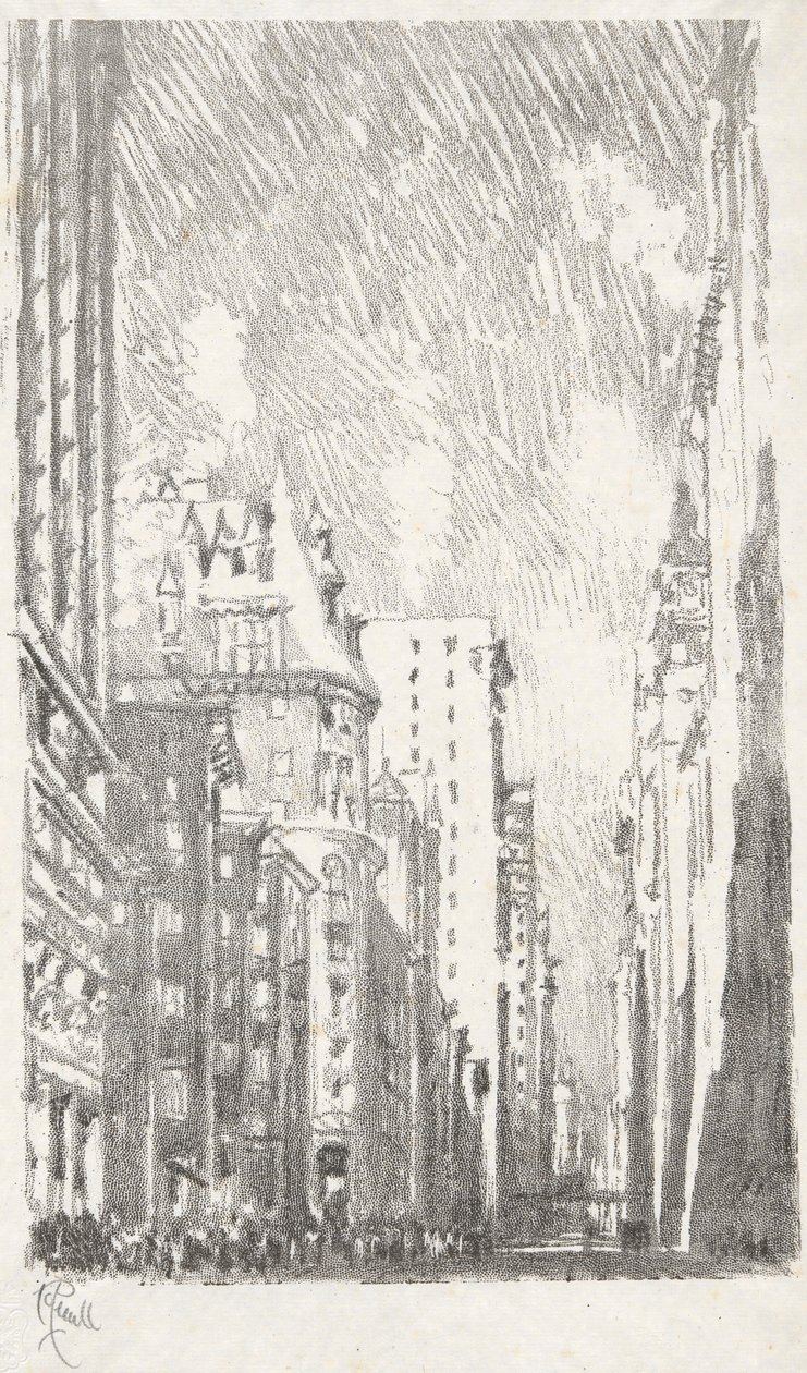 Broadway fra Bowling Green, #2 i Iconophile Club Collection av Joseph Pennell