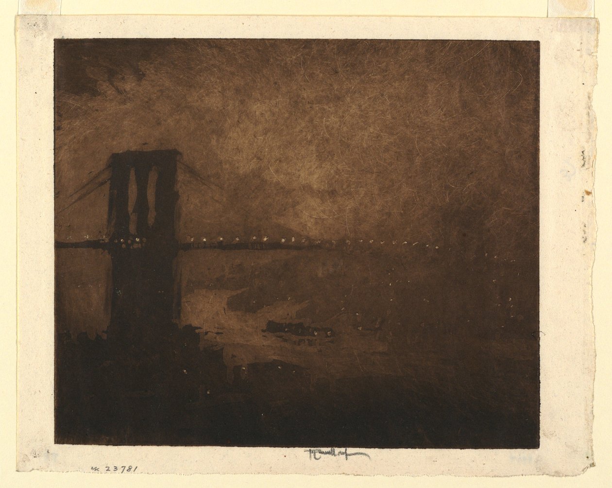 Brooklyn Bridge om natten av Joseph Pennell