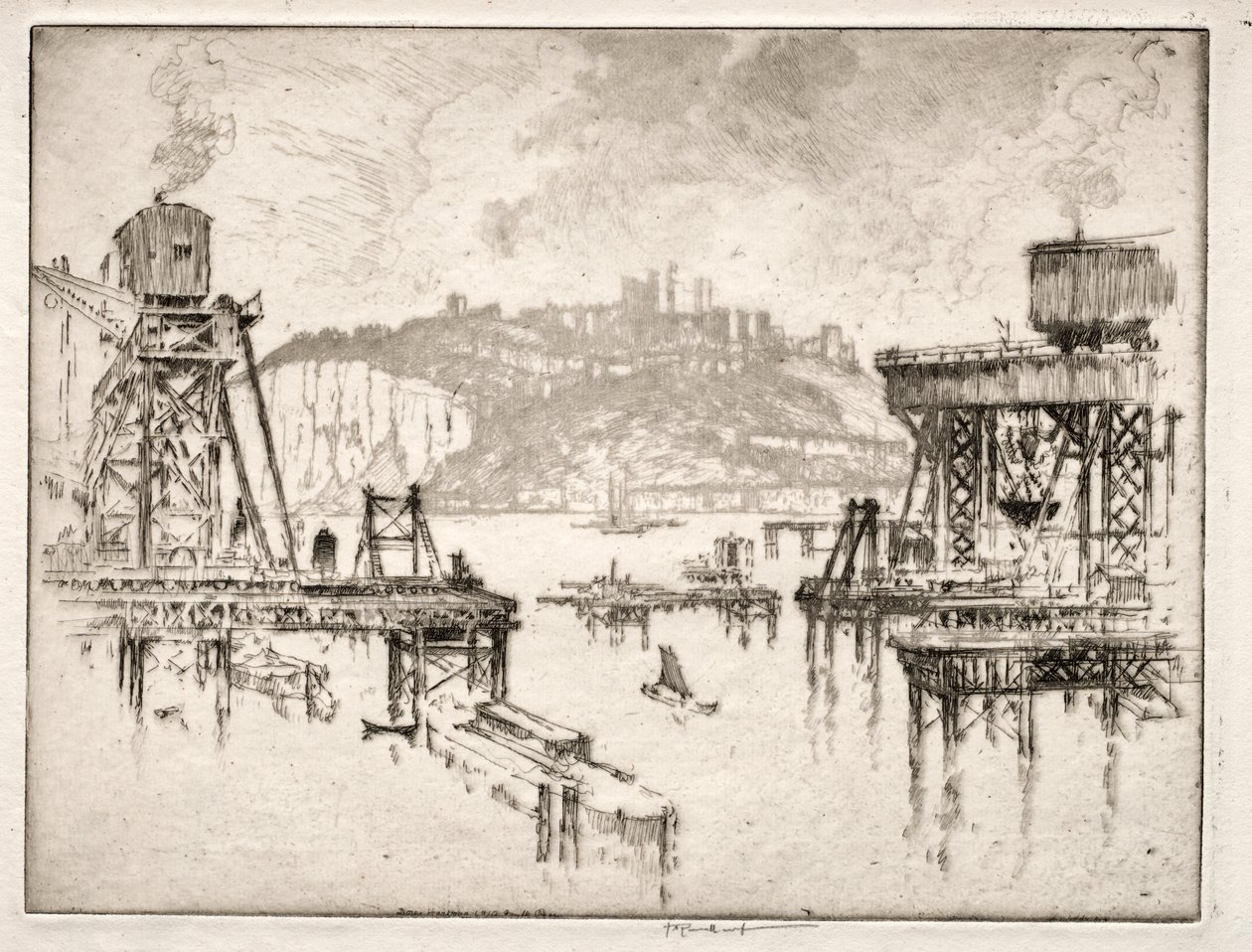 Bygge Dover Pier av Joseph Pennell