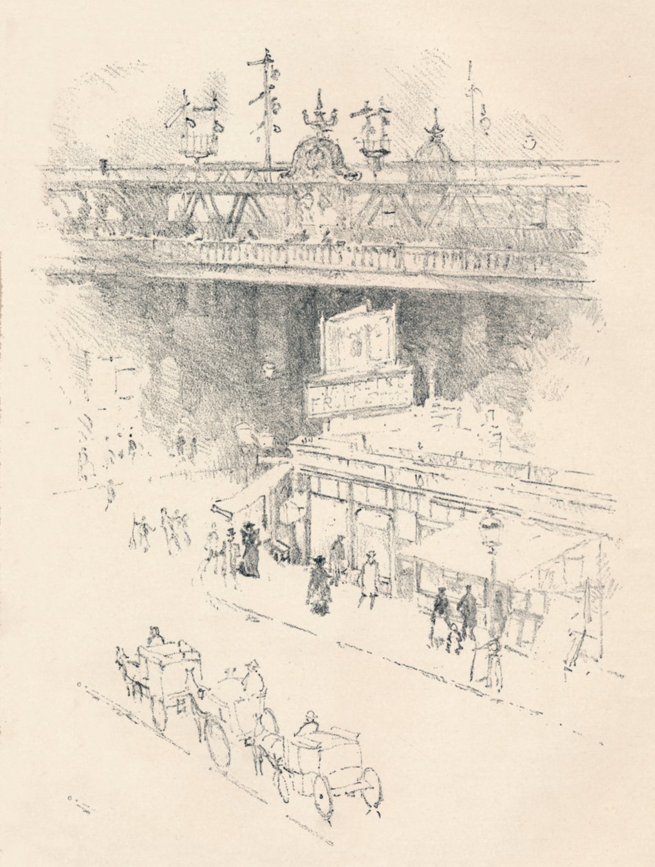 Hjørne av Villiers Street, Charing Cross, 1896 av Joseph Pennell