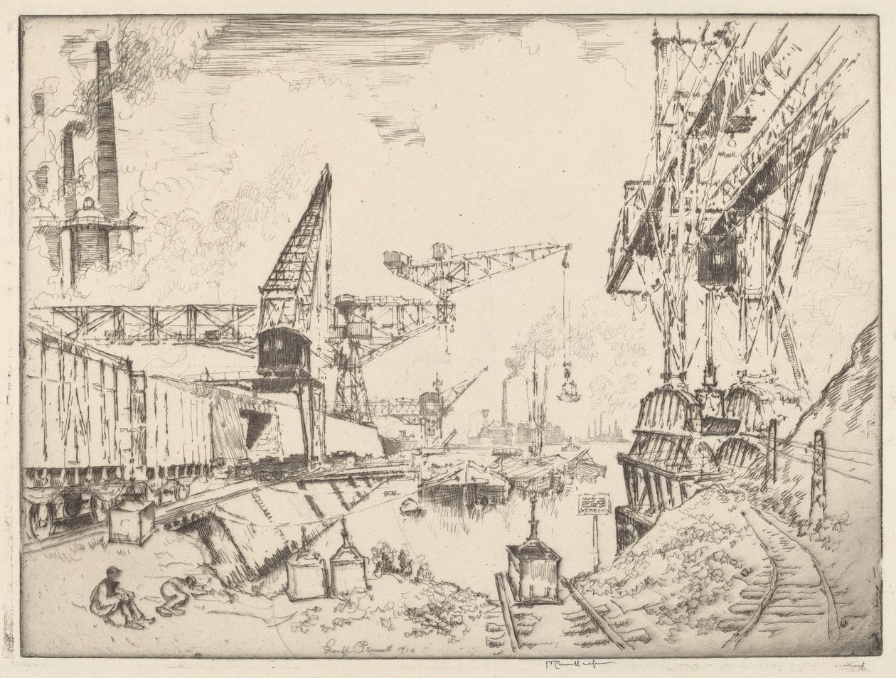 Kraner i Duisburg av Joseph Pennell