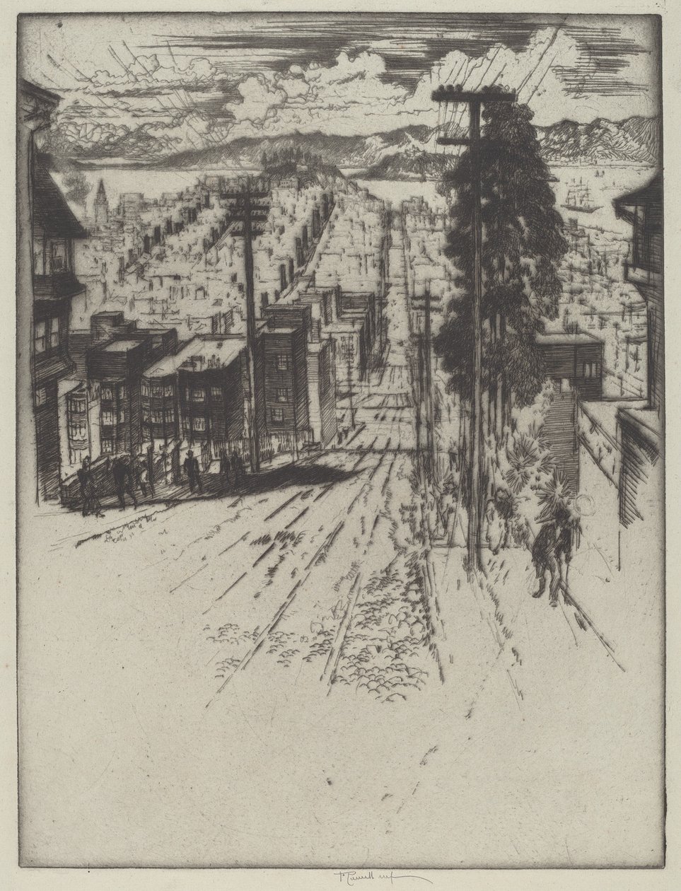 Down and Up the Hills to the Bay, San Francisco av Joseph Pennell