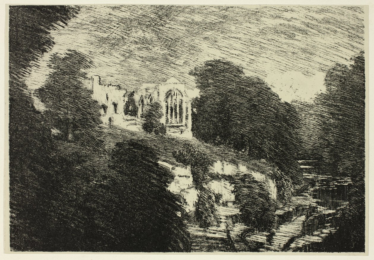 Egglestone Abbey, fra elven av Joseph Pennell