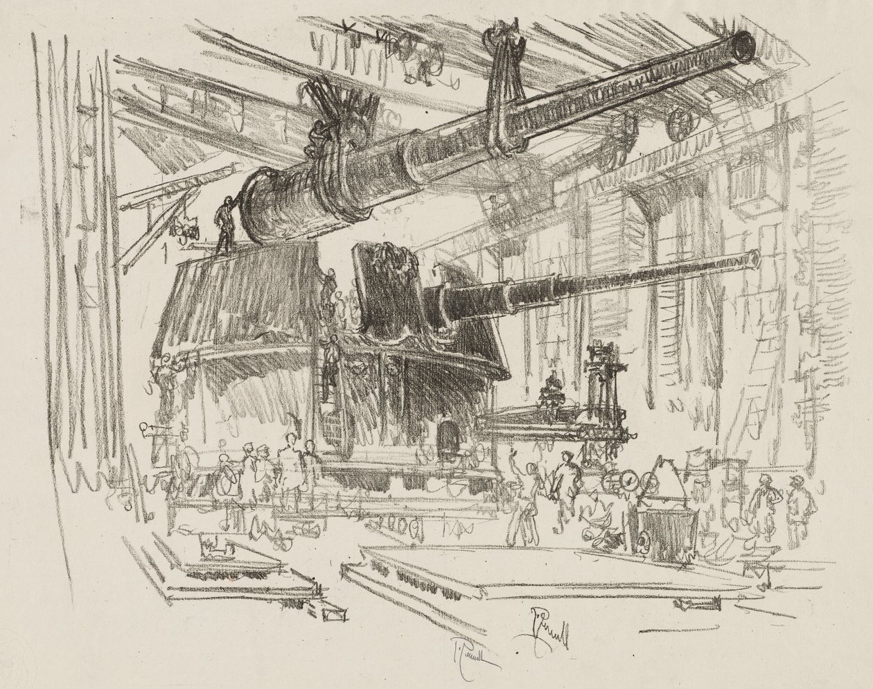 Engelsk krigsarbeid: Fitting Guns in Turrets av Joseph Pennell