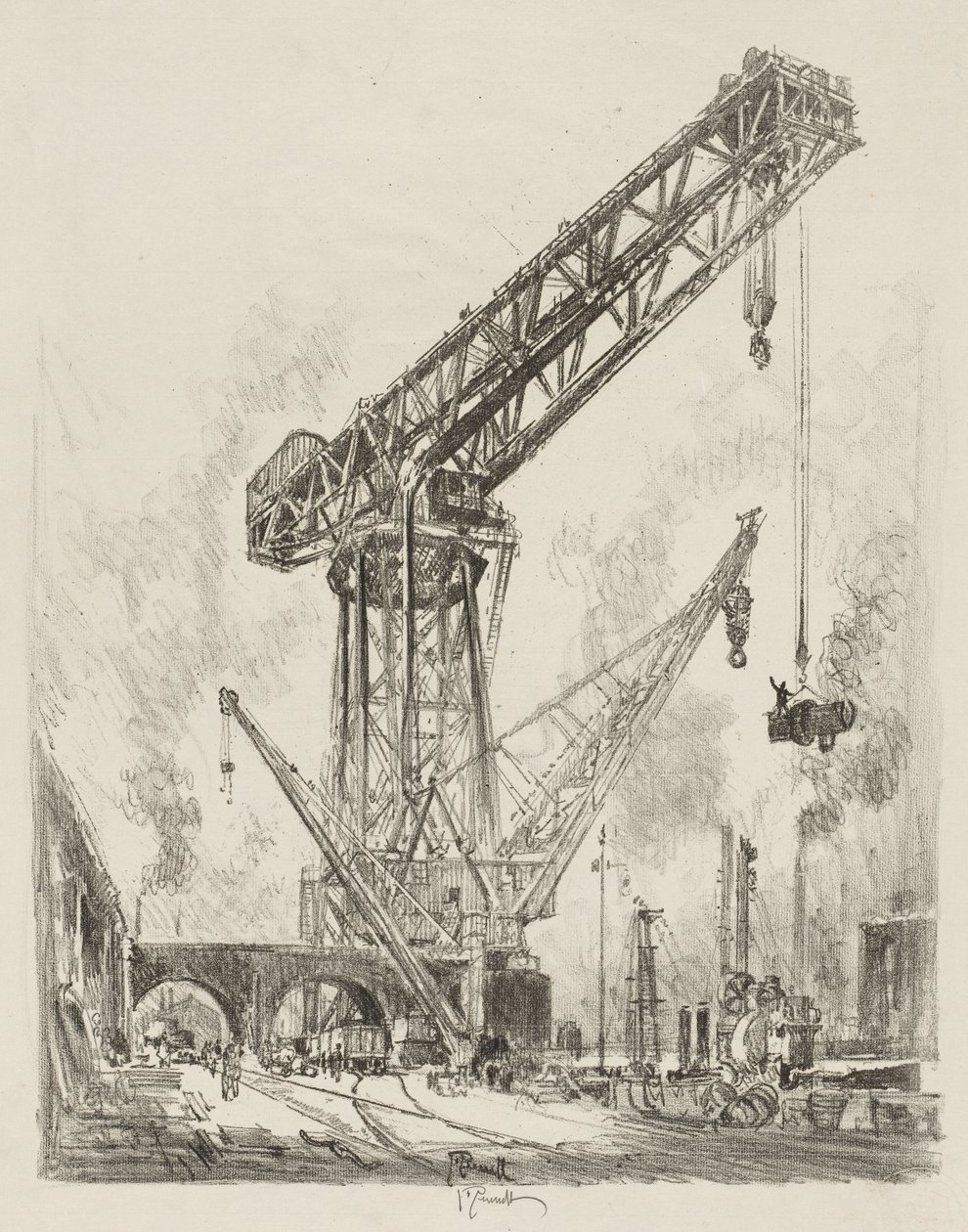 Engelsk krigsverk: Laget i Tyskland, The Great Crane av Joseph Pennell