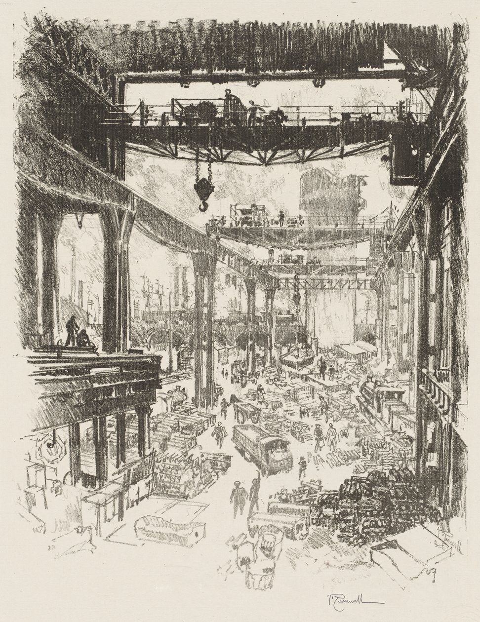 Engelsk krigsarbeid: The Great Tower, Pig Iron av Joseph Pennell
