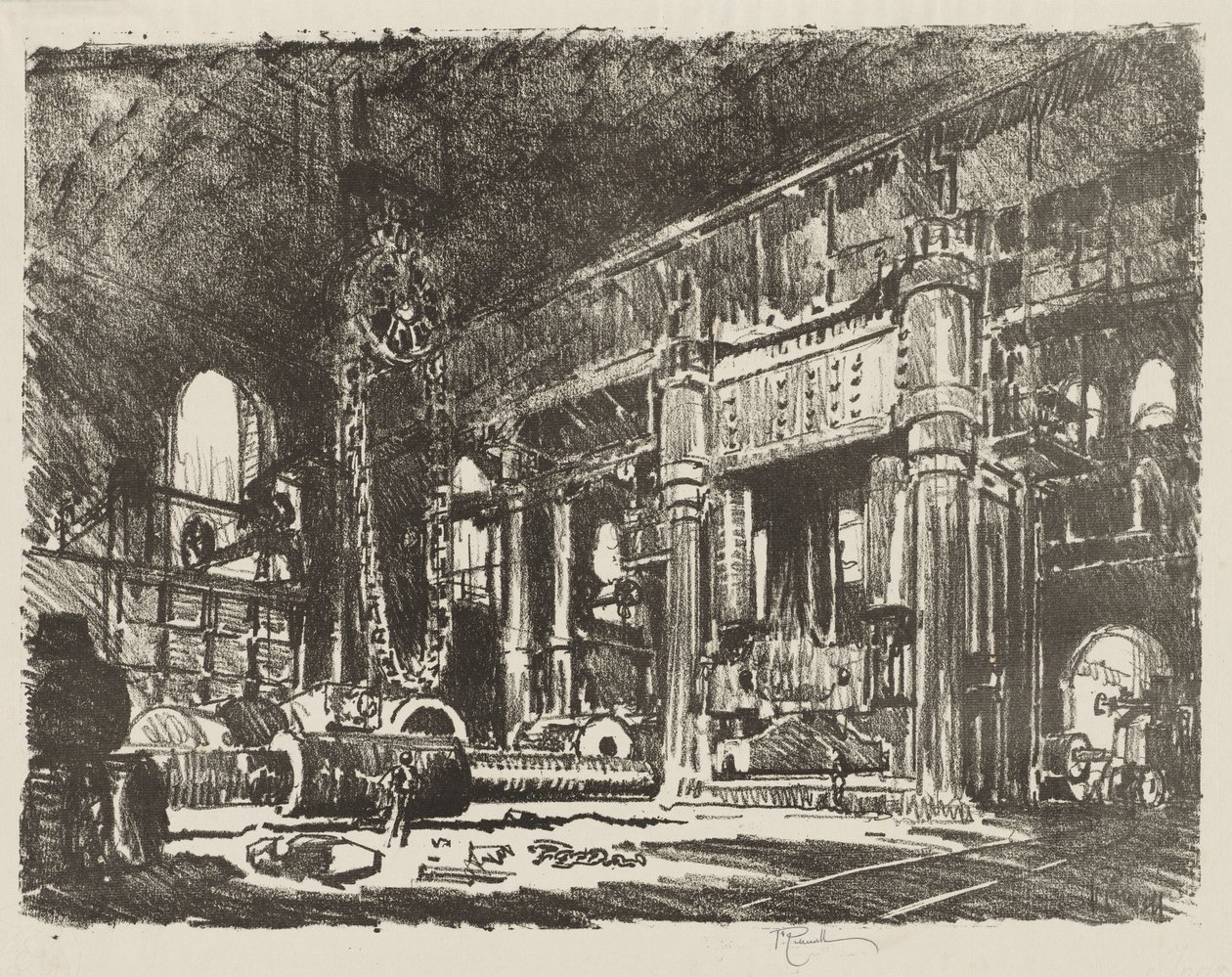 Engelsk krigsarbeid: The Gun Forge av Joseph Pennell