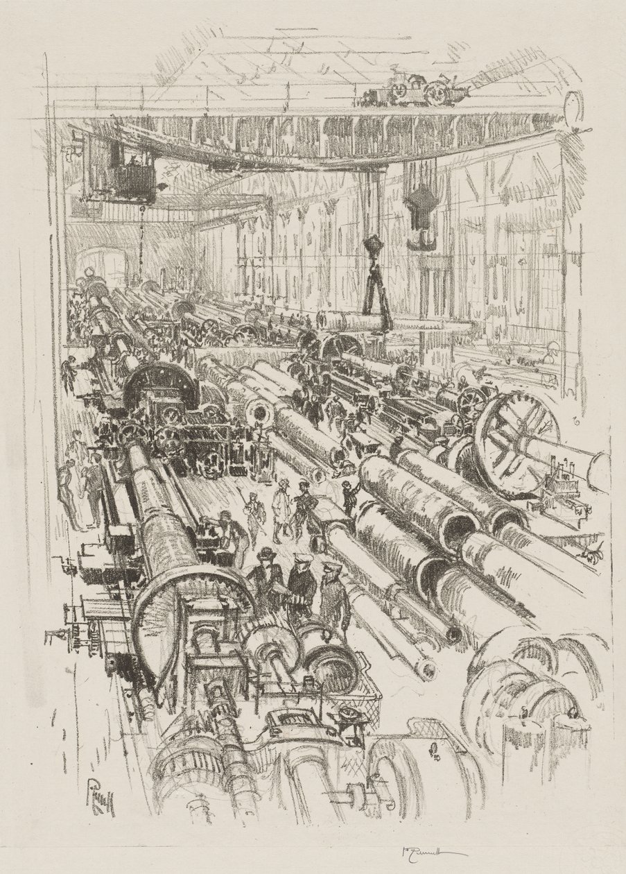 Engelsk krigsarbeid: The Gun Shop av Joseph Pennell