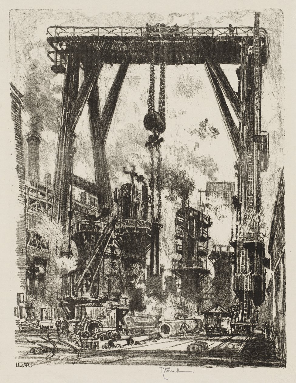 Engelsk krigsarbeid: The Old Gun Pit av Joseph Pennell