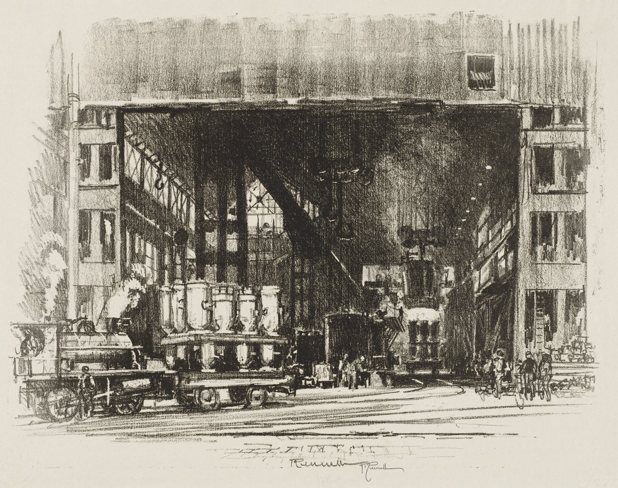 English War Work: The Urns, Casting Big Shells av Joseph Pennell