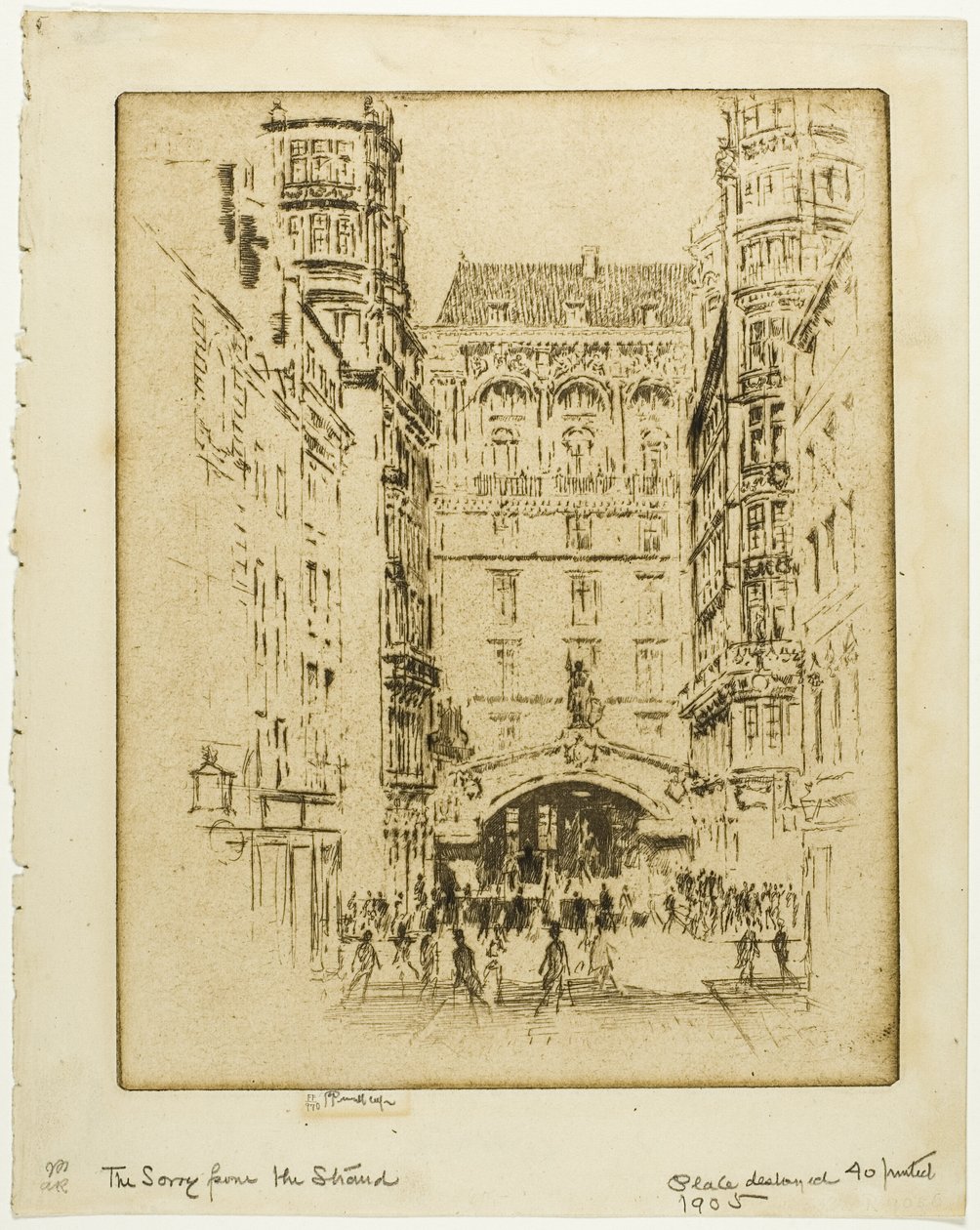 Inngang til Savoy Hotel av Joseph Pennell