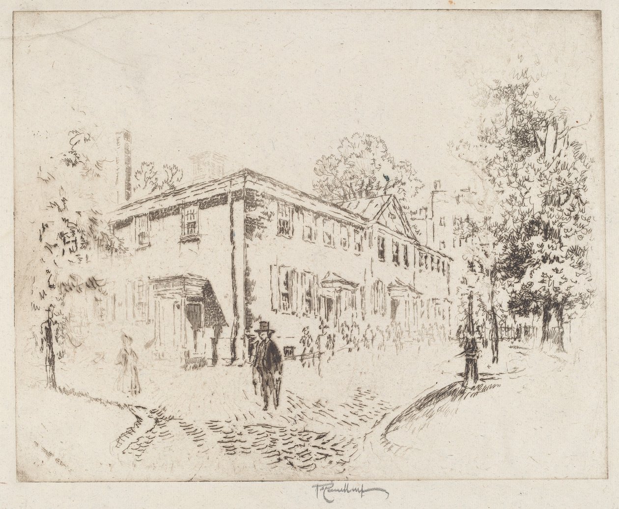 Fourth Street, Meeting House, Philadelphia av Joseph Pennell