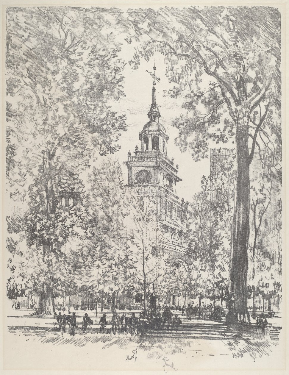 Independence Square og State House av Joseph Pennell