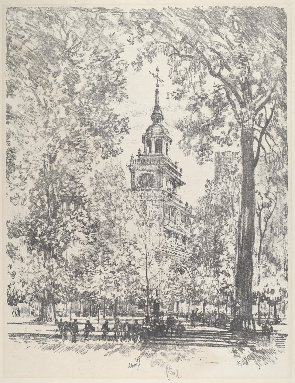 Uavhengighetsplassen og statshuset, 1912. av Joseph Pennell