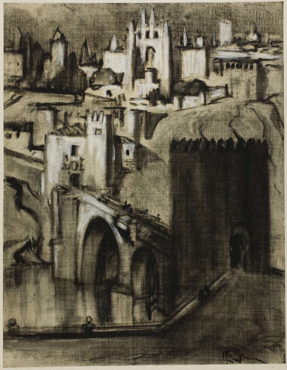 Det er palassgater terrassert rundt skråningen, Toledo av Joseph Pennell
