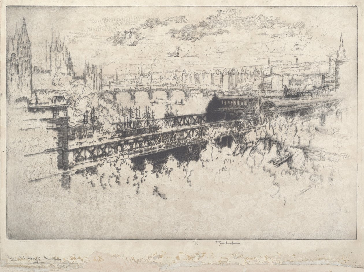 London over Charing Cross Bridge av Joseph Pennell