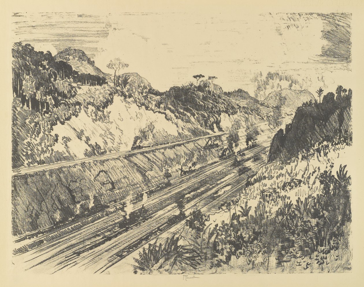 Looking Up the Cut fra Bad Obispo av Joseph Pennell