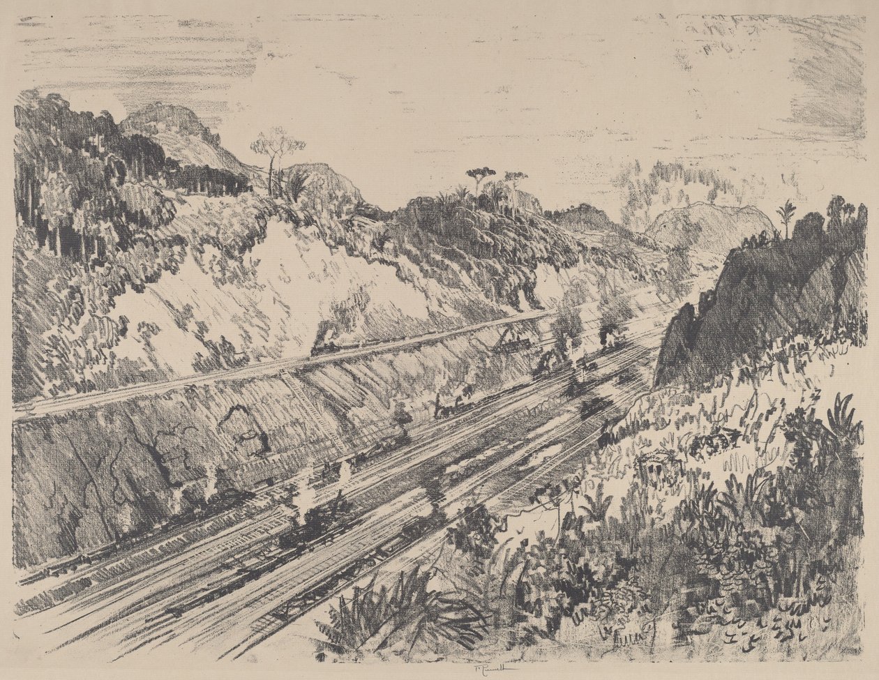 Ser opp snittet fra Bas Obispo, 1912. av Joseph Pennell