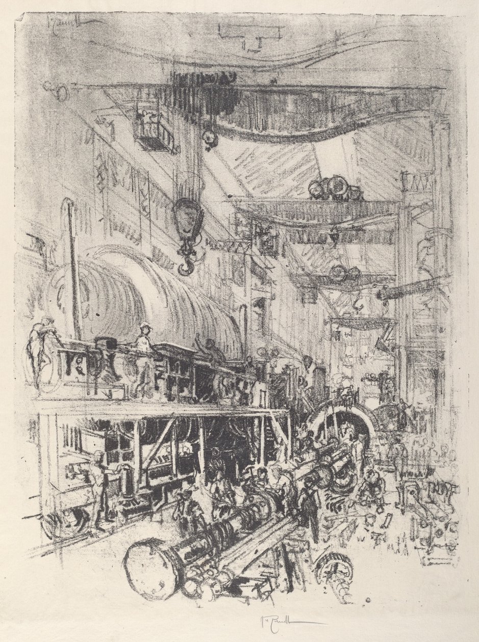 Lage en turbinmotor, 1917. av Joseph Pennell