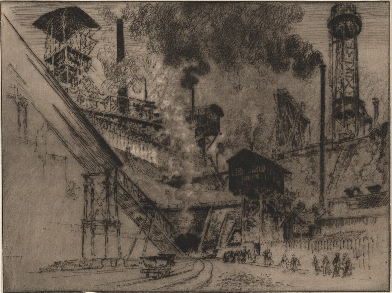 Gruvemunningen, Ruhrort nær Oberhausen av Joseph Pennell