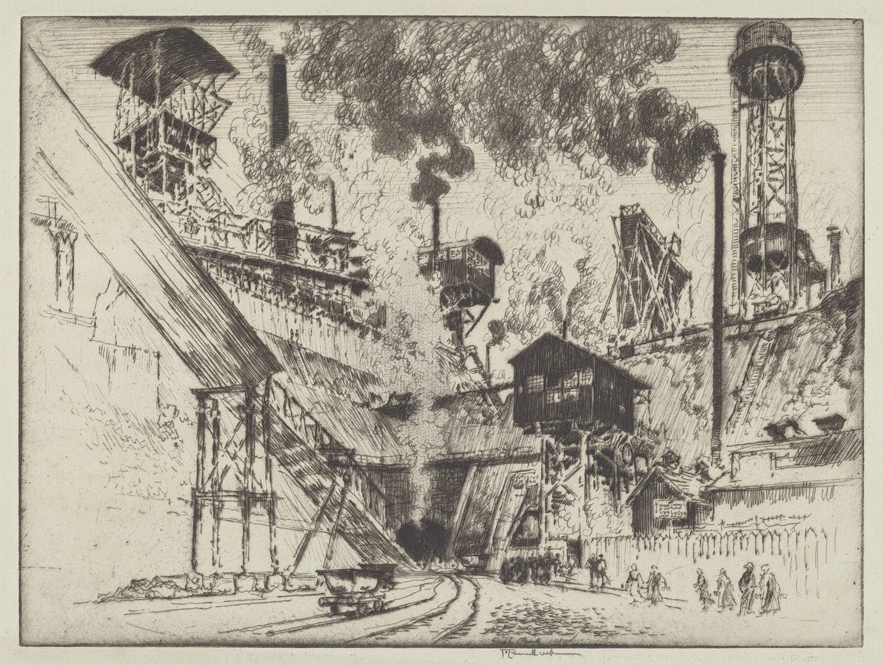 Gruvens munning, Ruhrort nær Oberhausen av Joseph Pennell