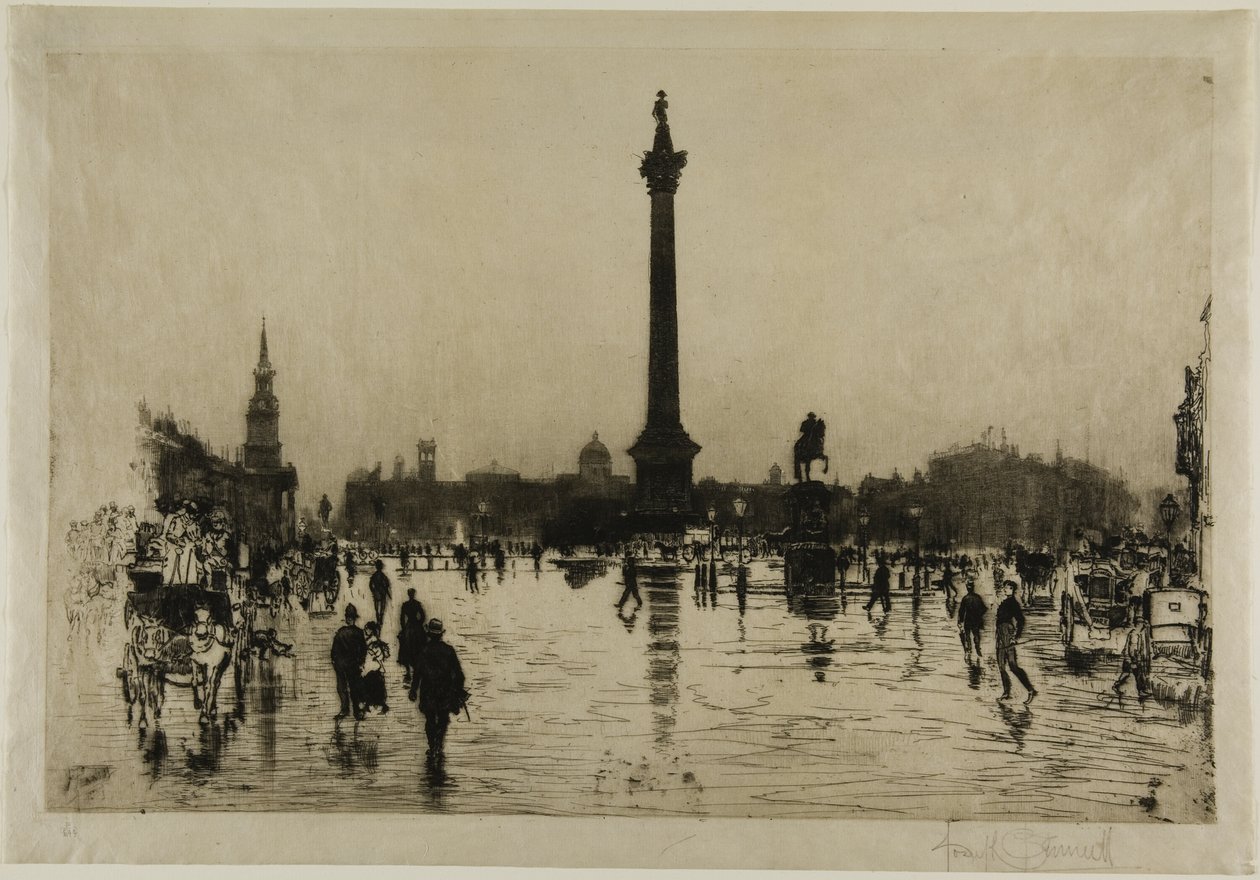 Nelson-monumentet, Trafalgar Square, London av Joseph Pennell