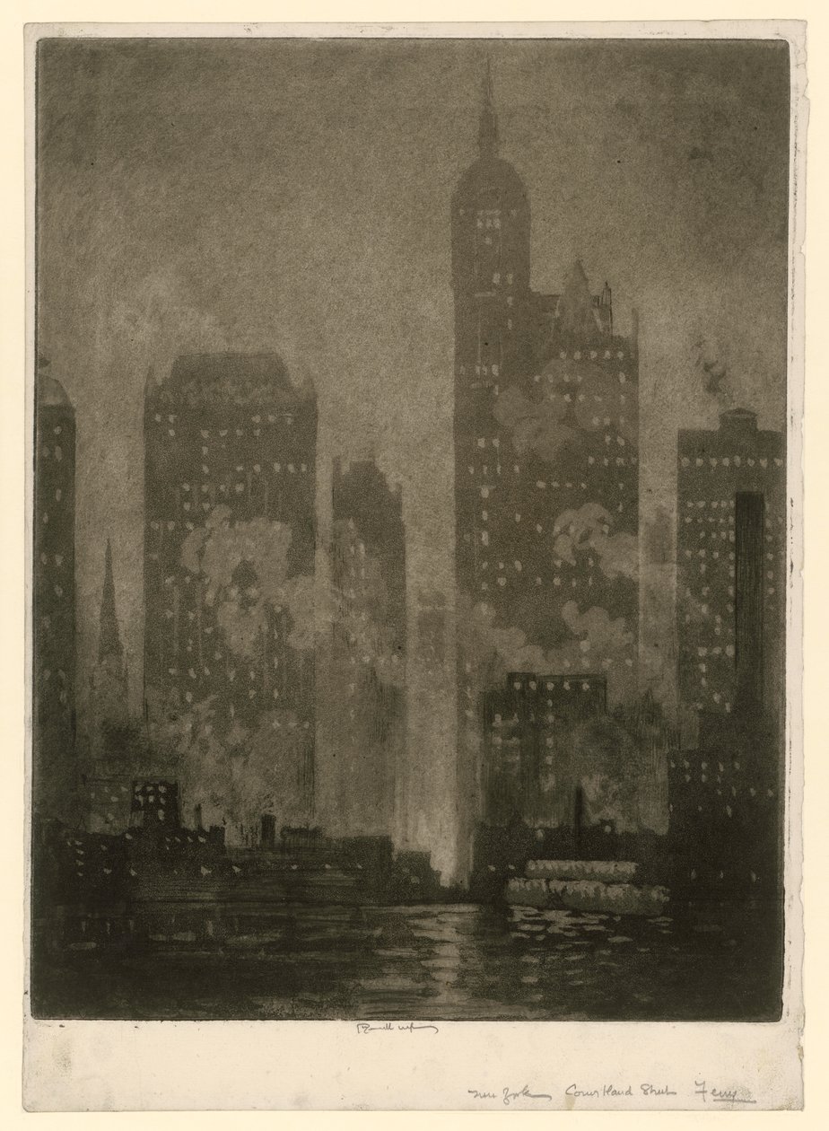 New York. Ferge ved Courtland Street av Joseph Pennell