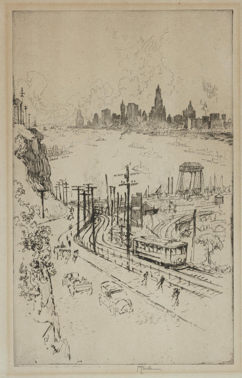 New York, fra New Jersey av Joseph Pennell