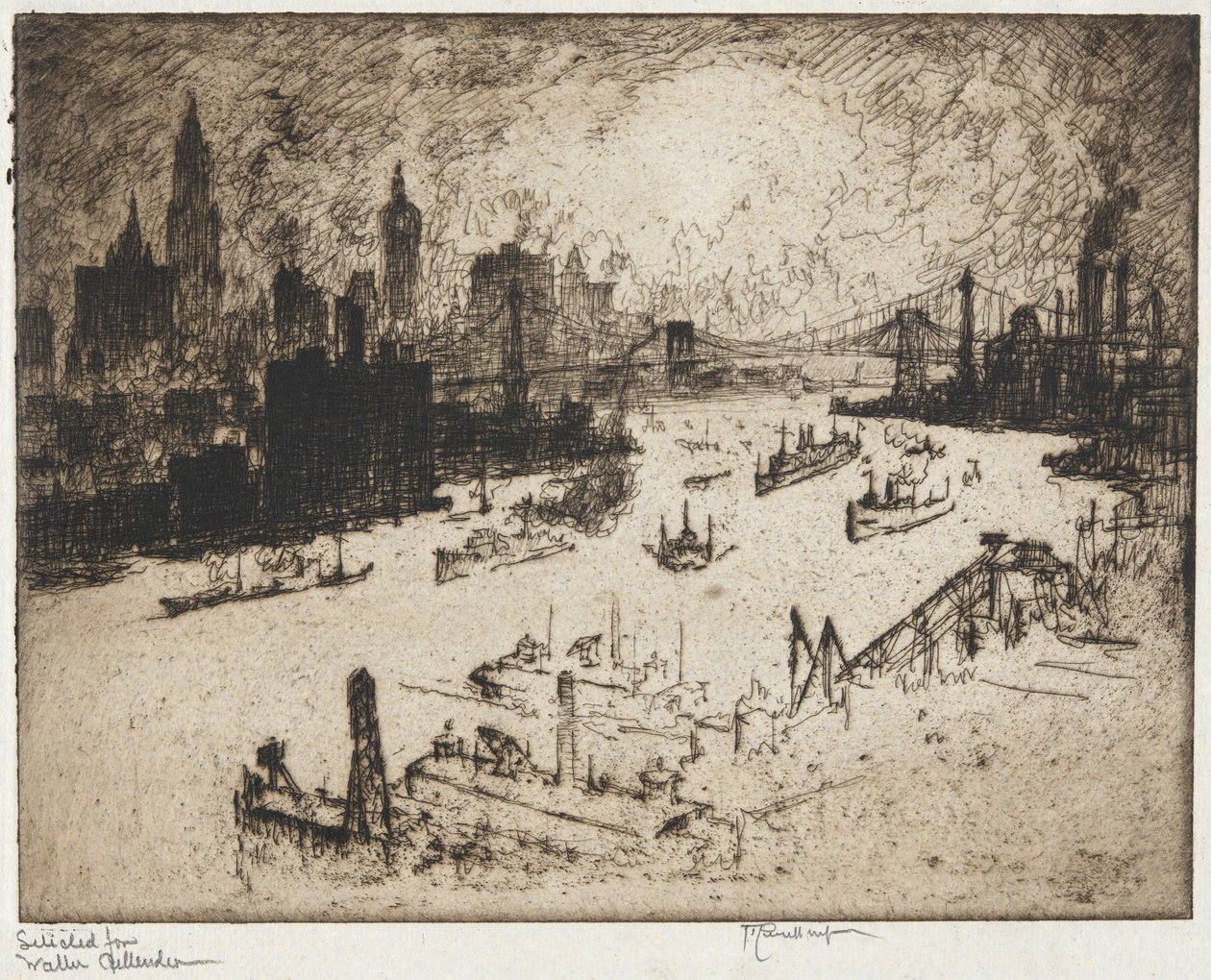 New York fra Williamsburg Bridge av Joseph Pennell