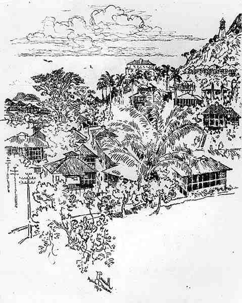 Offisiell Ancon, plate XXIV fra Panamakanalen av Joseph Pennell, 1912 (kull på papir) av Joseph Pennell