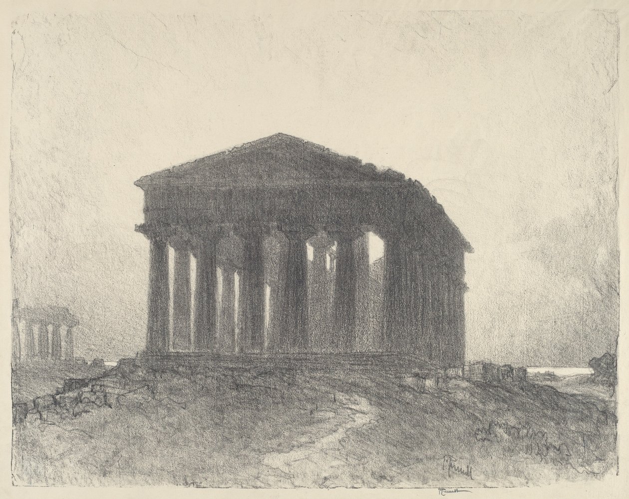 Paestum, kveld, 1913. av Joseph Pennell