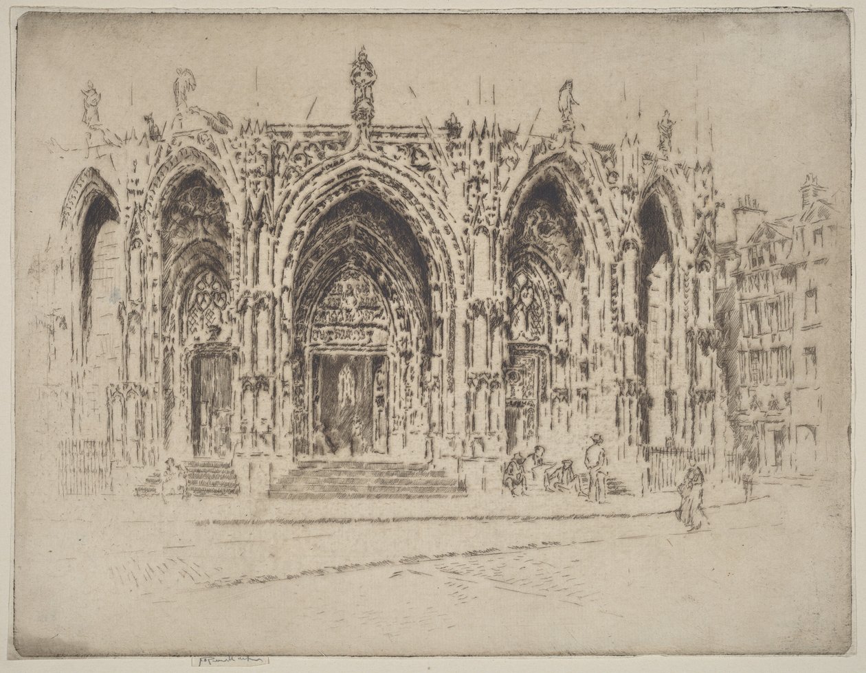 Forhall til Saint-Maclou, Rouen av Joseph Pennell