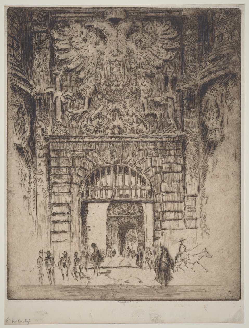 Puerta de Bisagra, Madrid-porten, Toledo av Joseph Pennell