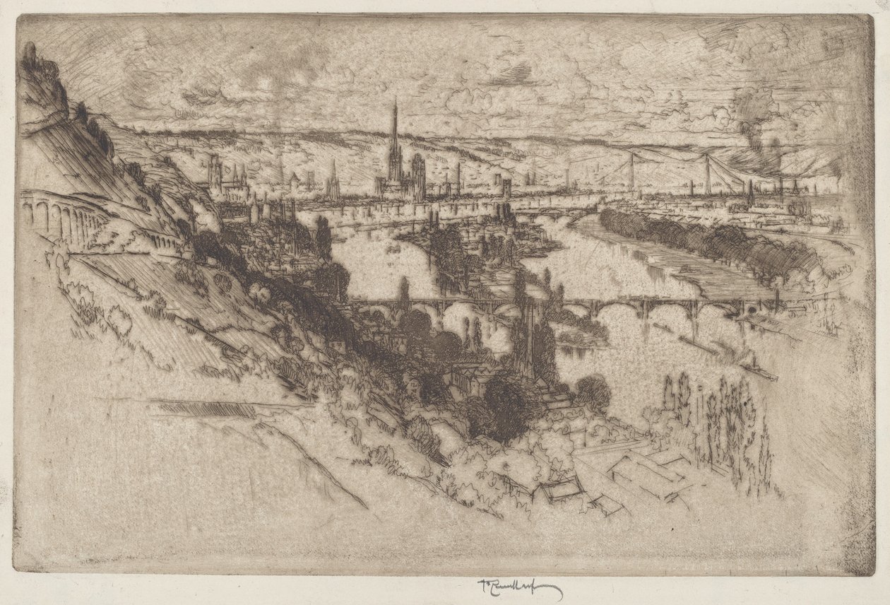 Rouen, fra Bon Secours av Joseph Pennell