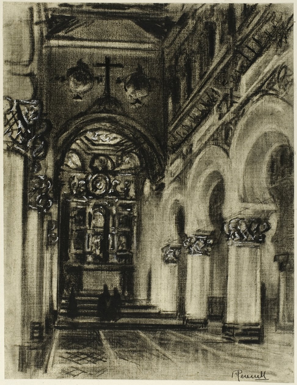 Santa Maria La Blanca, Toledo av Joseph Pennell