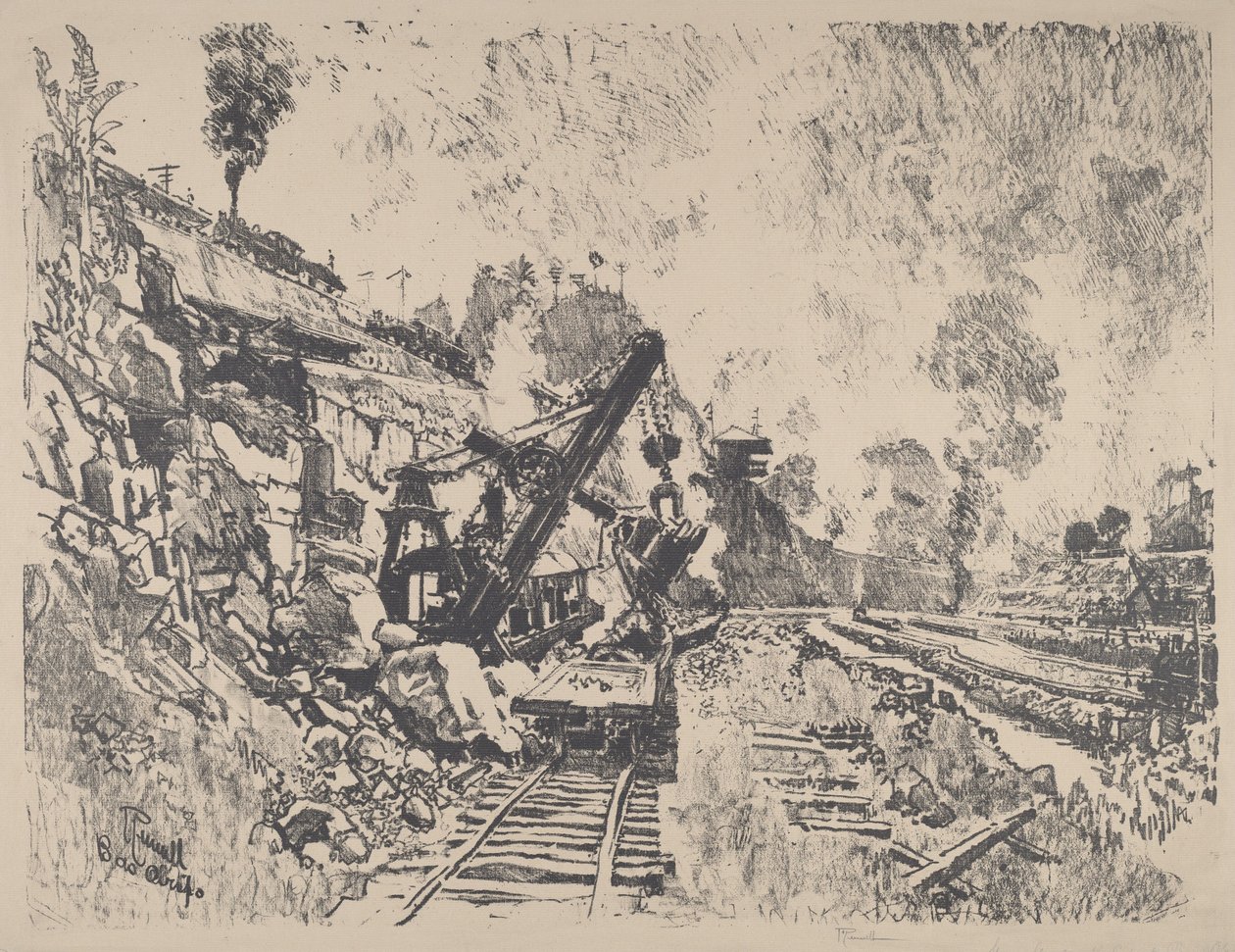 Steam Shovel at Work i Culebra Cut, 1912. av Joseph Pennell