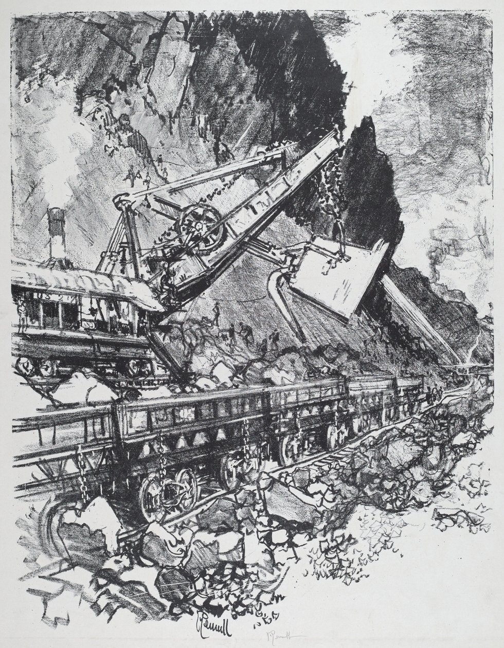 Steam Shovel in the Cut ved Bas Obispo, 1912. av Joseph Pennell