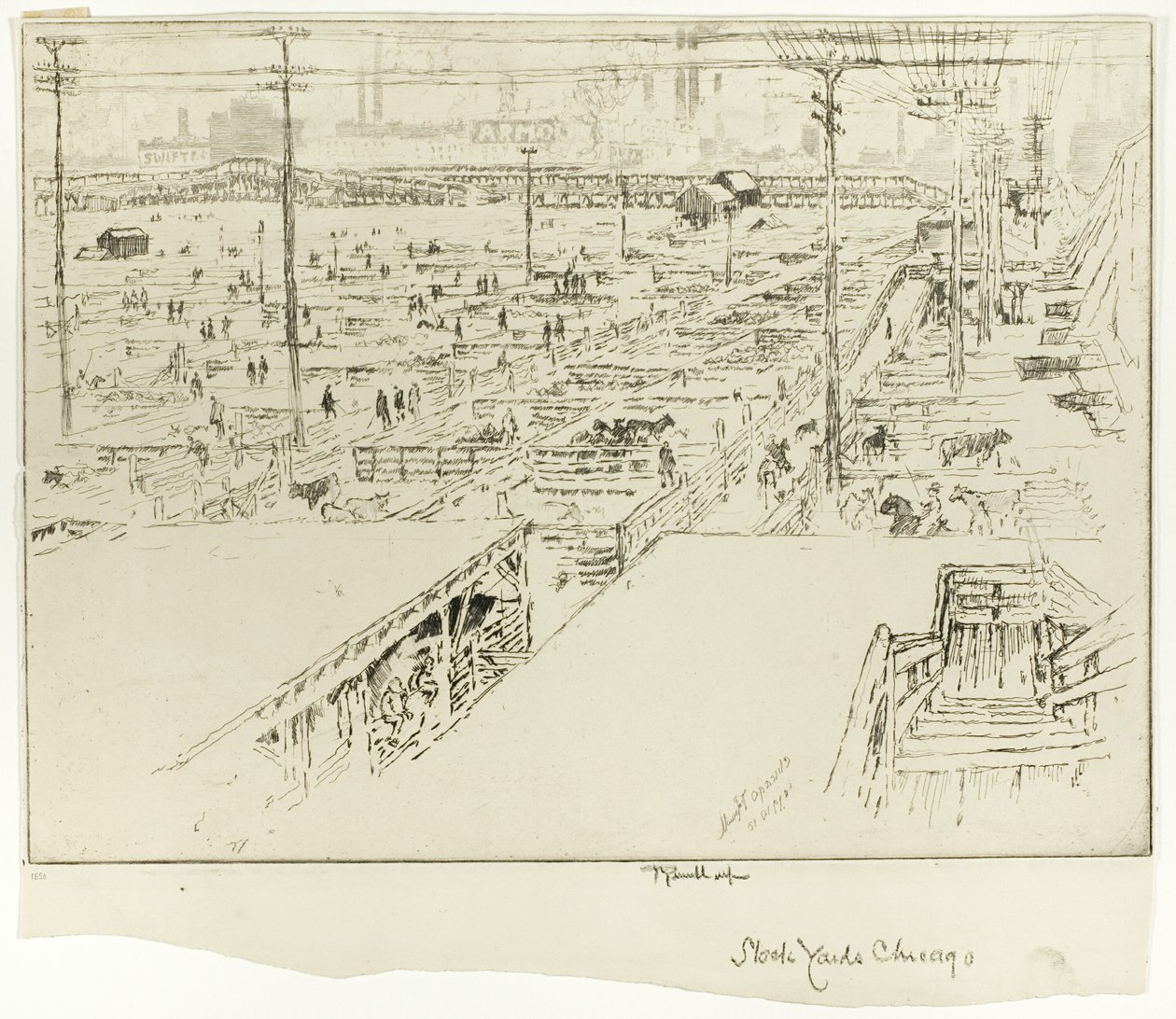 Stock Yards, Chicago av Joseph Pennell