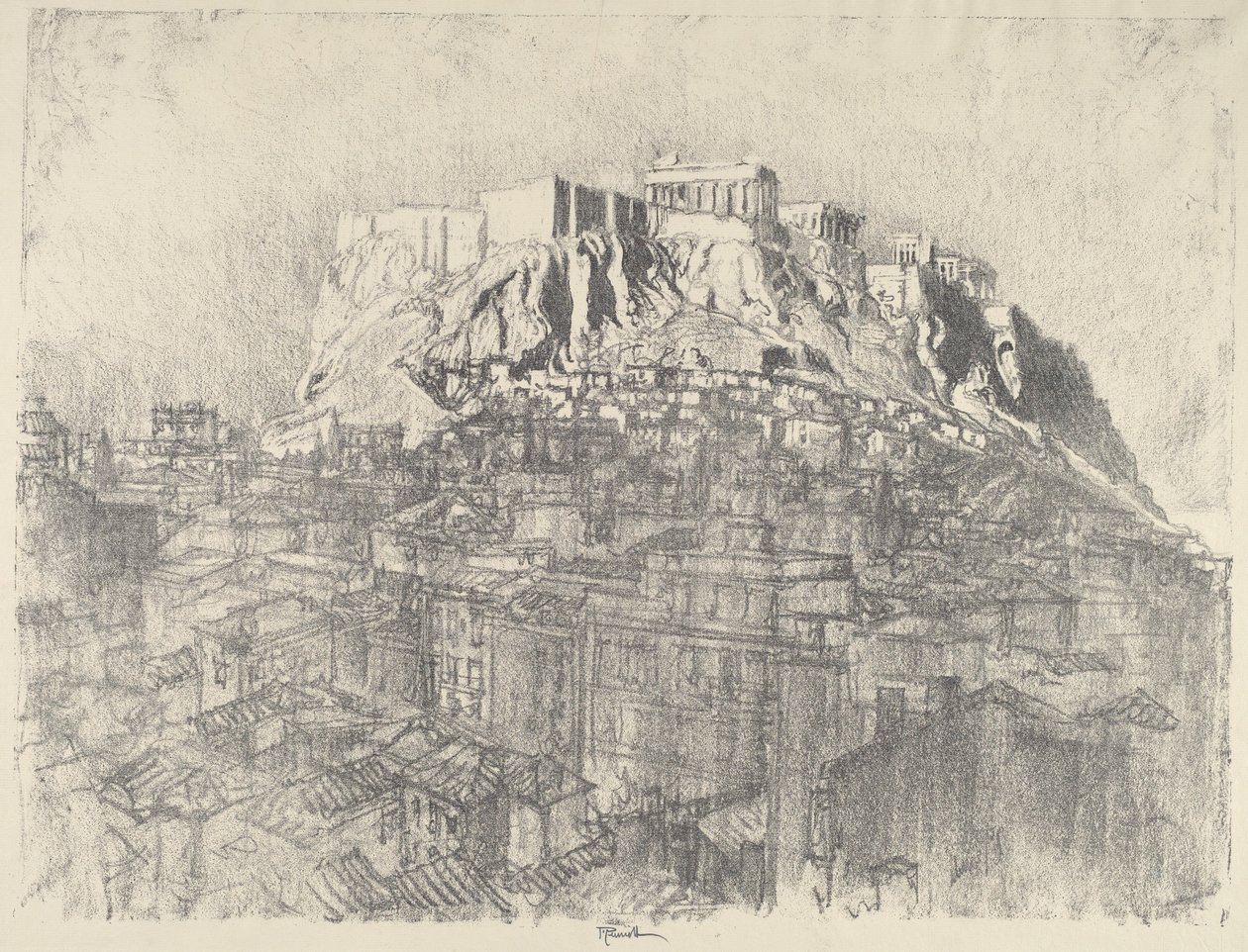 Soloppgang over Akropolis av Joseph Pennell