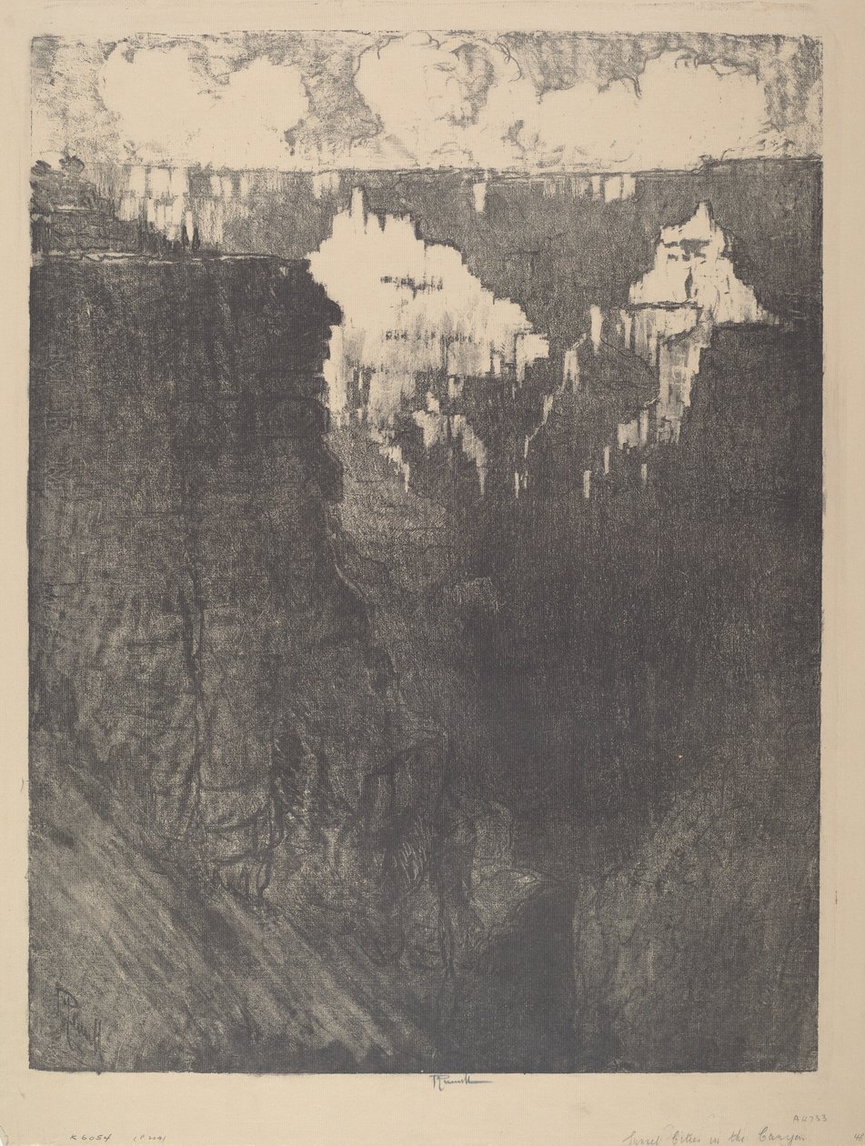 Solnedgangsbyer i Canyon av Joseph Pennell