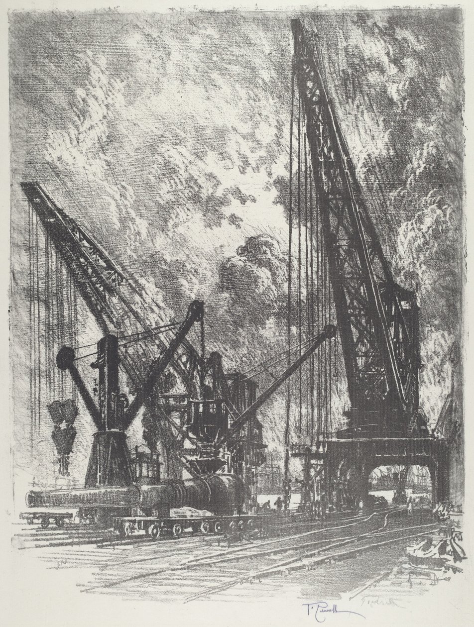 Tar den store pistolen bort, 1916. av Joseph Pennell