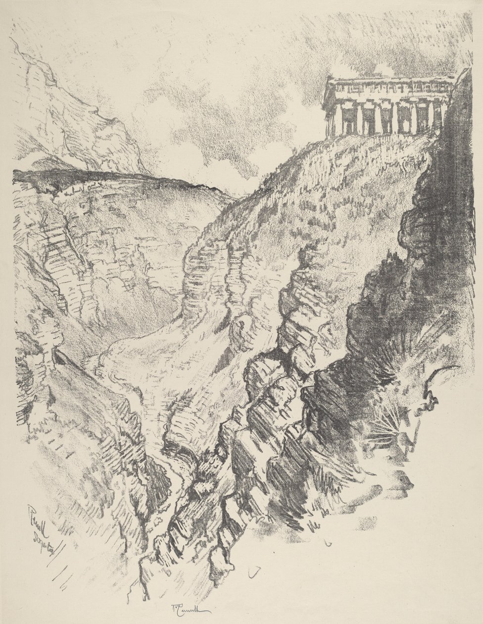 Tempel over kanonen, Segesta av Joseph Pennell