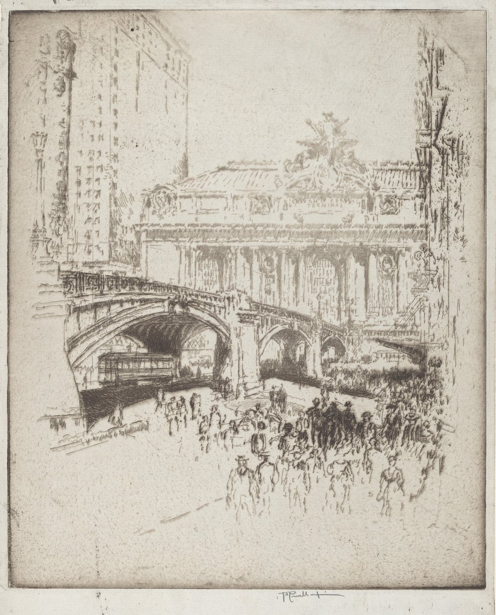 Tilnærmingen til Grand Central, New York av Joseph Pennell