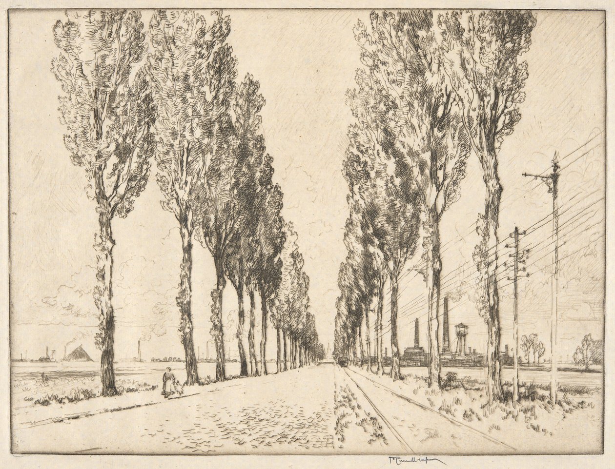 Avenue nær Valenciennes av Joseph Pennell