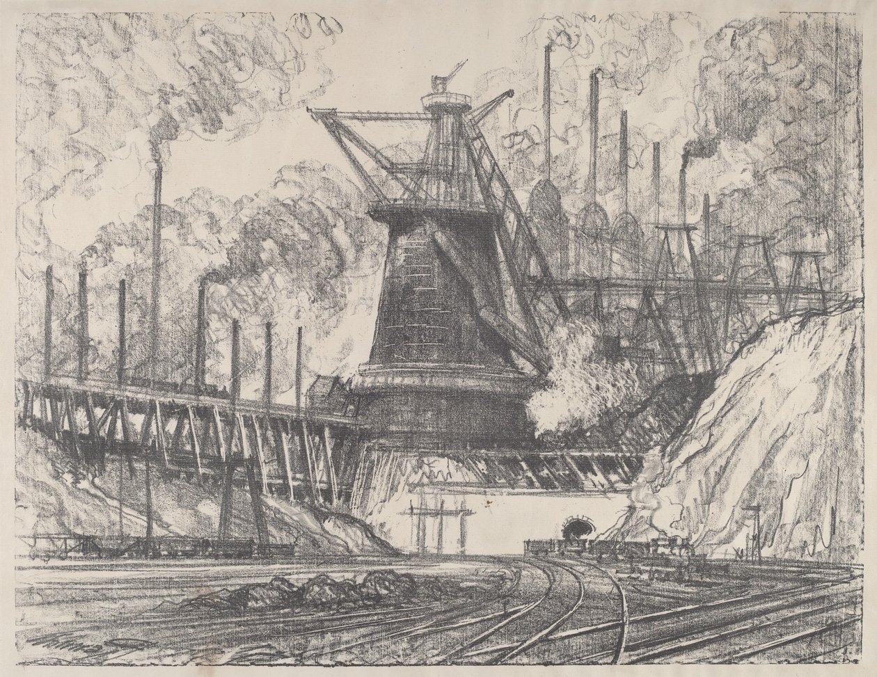 Det store stålverket, Gary, Indiana av Joseph Pennell