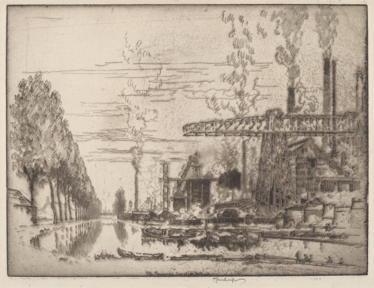 Brussel-kanalen, en moderne hobbema av Joseph Pennell